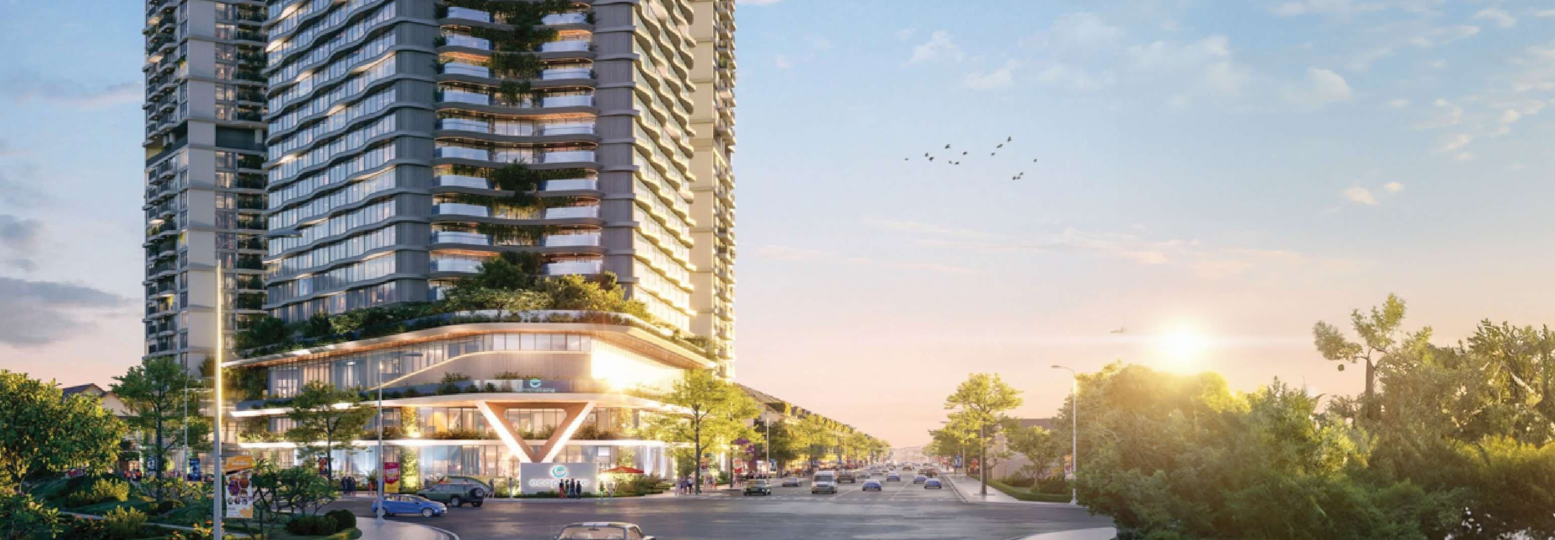 EcoPalace từ đường Mai Hắc Đế lúc hoàng hôn